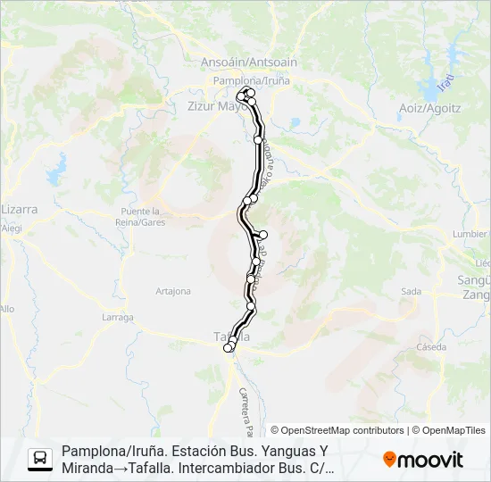 TAFALLA - PAMPLONA/IRUÑA (CARRETERA) Bus Line Map