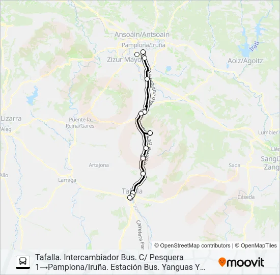 TAFALLA - PAMPLONA/IRUÑA (CARRETERA) Bus Line Map
