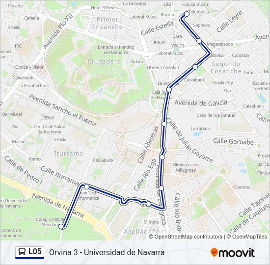 Mapa de L05 de autobús