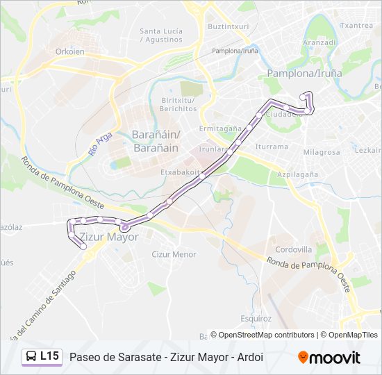 Mapa de L15 de autobús