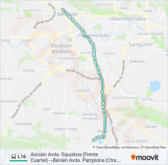 Mapa de L16 de autobús