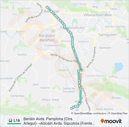 Mapa de L16 de autobús