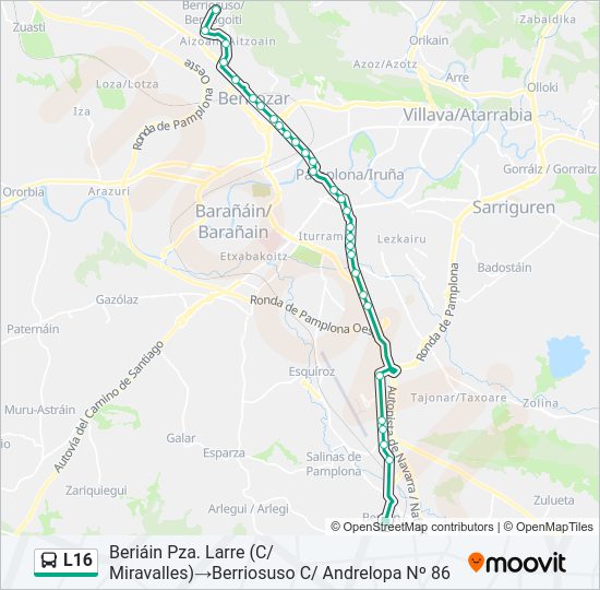 Mapa de L16 de autobús