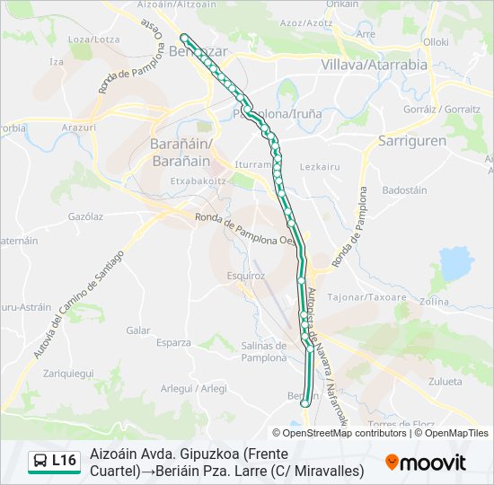 Mapa de L16 de autobús