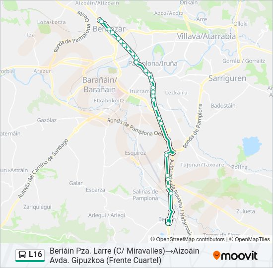 Mapa de L16 de autobús