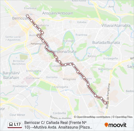 Mapa de L17 de autobús