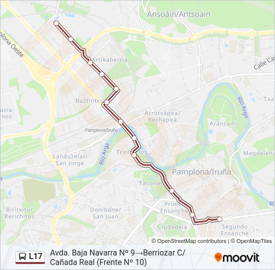 Mapa de L17 de autobús