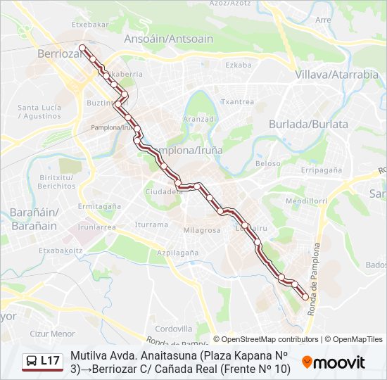 Mapa de L17 de autobús