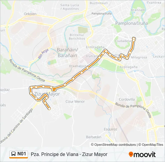 N01 Bus Line Map