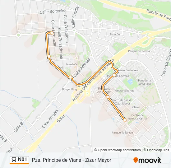 N01 Bus Line Map