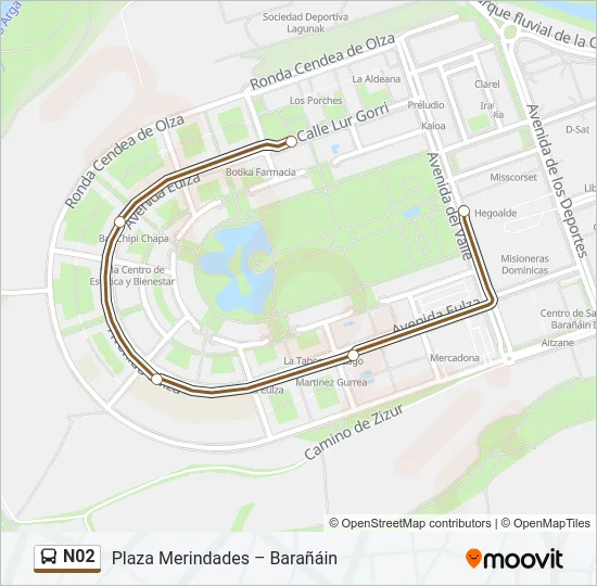 N02 Bus Line Map