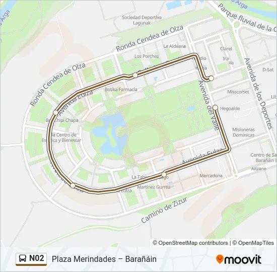 N02 Bus Line Map
