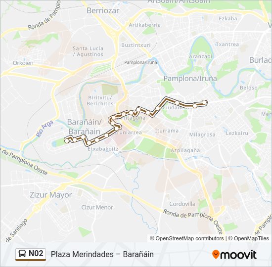 Mapa de N02 de autobús