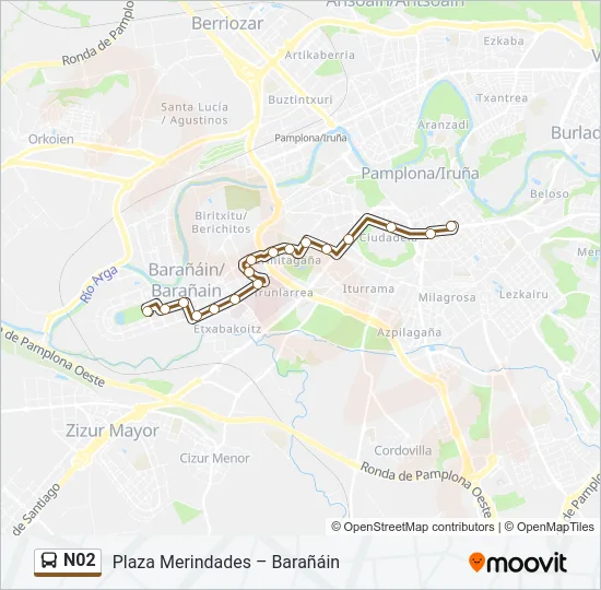 N02 Bus Line Map