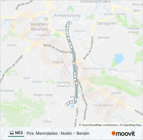 N03 Bus Line Map