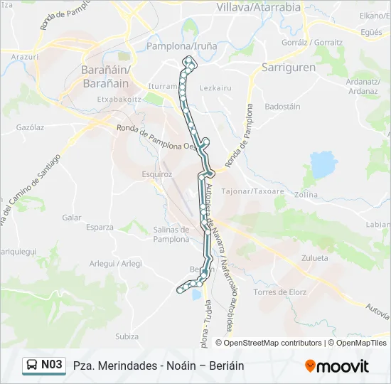 N03 Bus Line Map