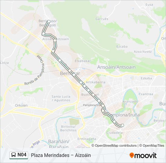 Mapa de N04 de autobús