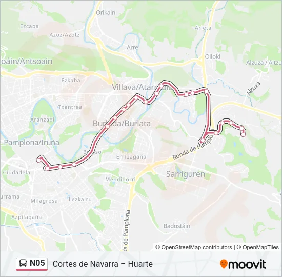 N05 Bus Line Map