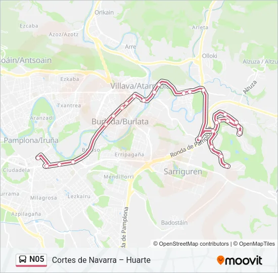 N05 Bus Line Map