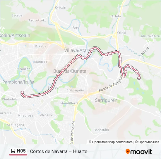 N05 Bus Line Map