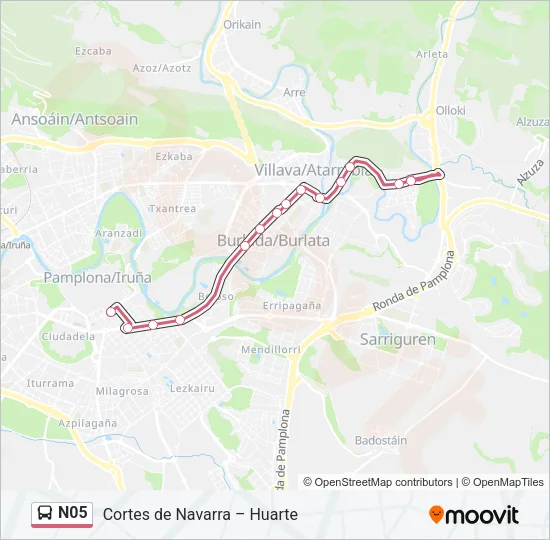 N05 Bus Line Map