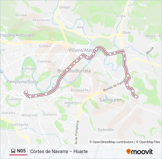 N05 Bus Line Map