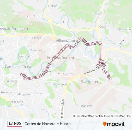 N05 Bus Line Map