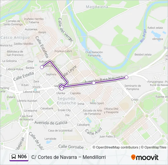 N06 bus Mapa de línia