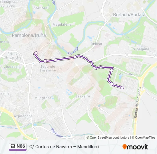 N06 bus Mapa de línia