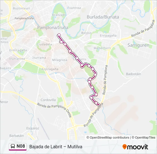 N08 Bus Line Map