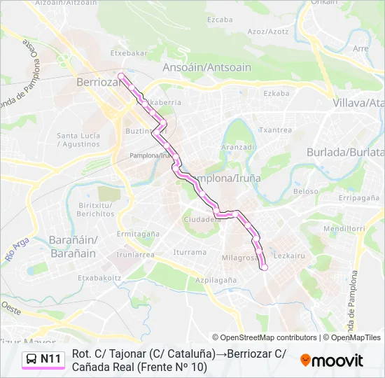N11 Bus Line Map