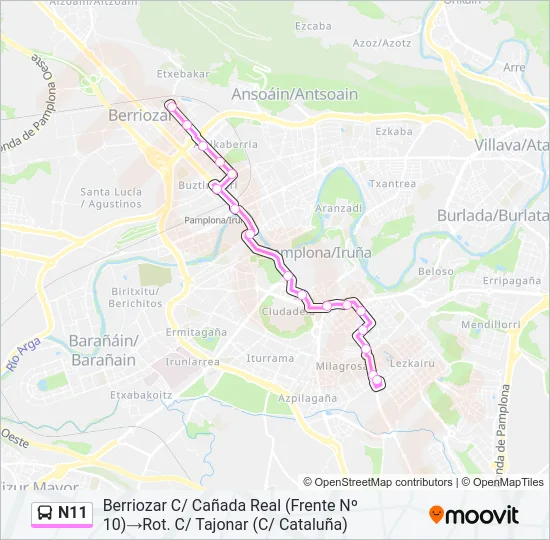N11 Bus Line Map