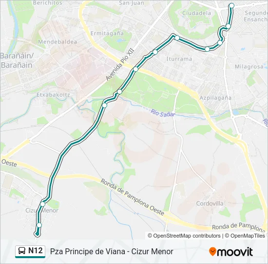 N12 Bus Line Map