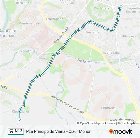 N12 Bus Line Map
