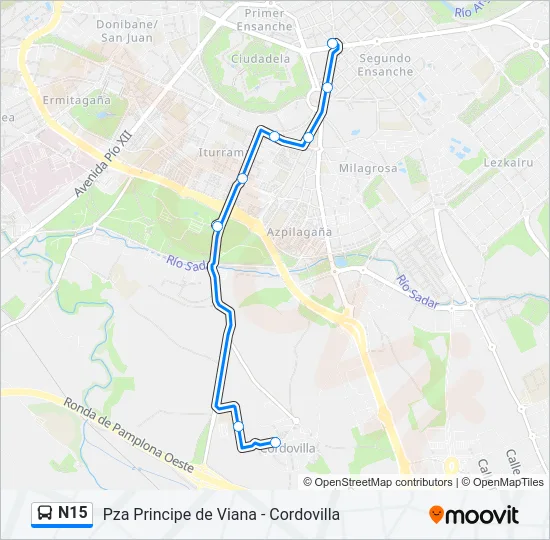 N15 Bus Line Map