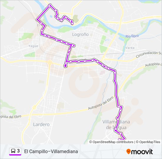 Mapa de 3 de autobús