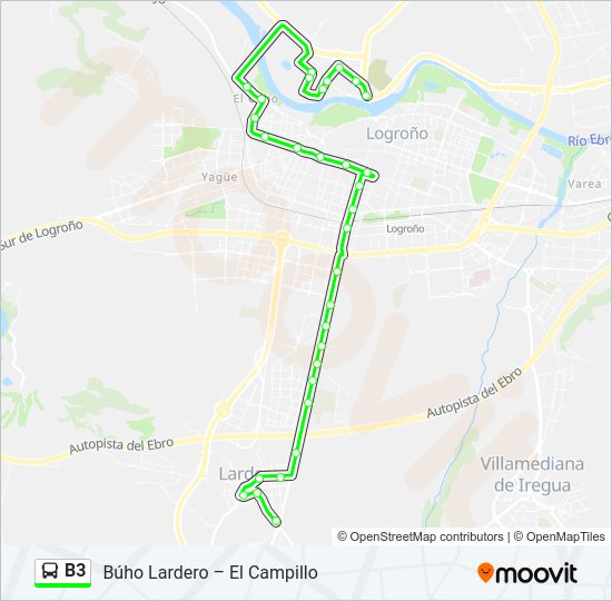 Mapa de B3 de autobús