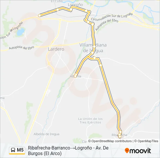 M5 Bus Line Map