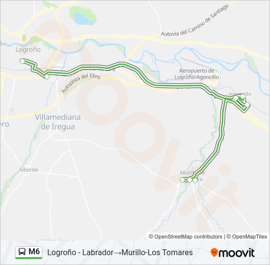 Mapa de M6 de autobús
