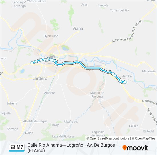 Mapa de M7 de autobús