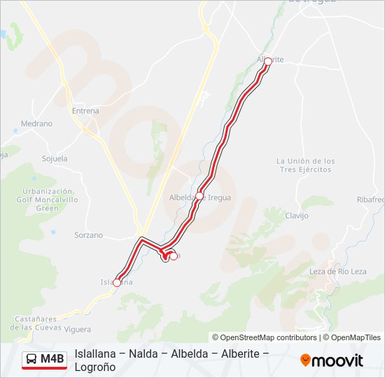 Mapa de M4B de autobús