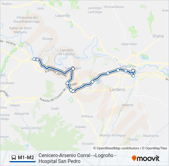 Mapa de M1-M2 de autobús