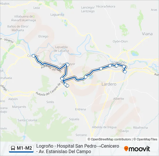 M1-M2 Bus Line Map