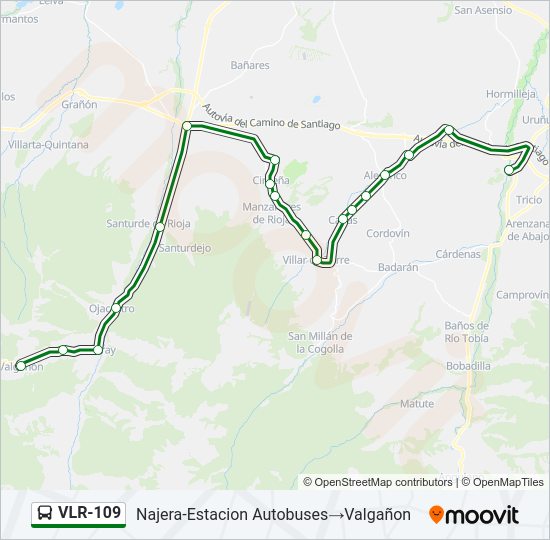 Mapa de VLR-109 de autobús