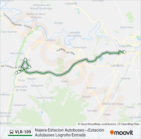Mapa de VLR-109 de autobús
