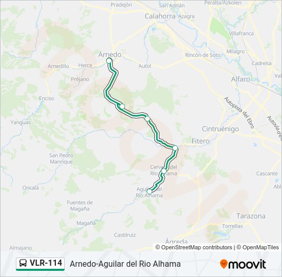 Mapa de VLR-114 de autobús