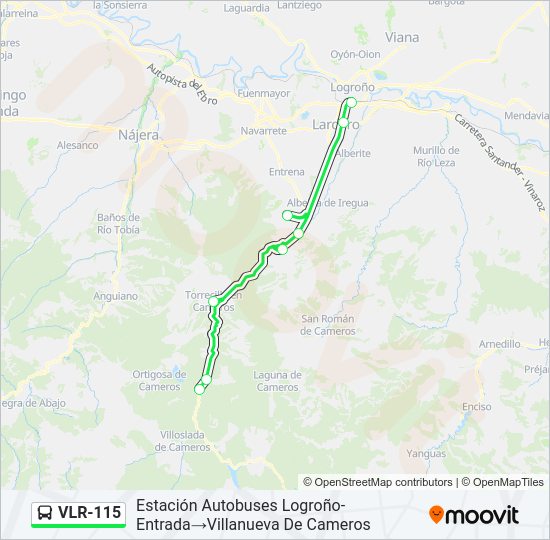 Mapa de VLR-115 de autobús