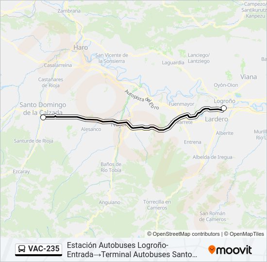 Mapa de VAC-235 de autobús