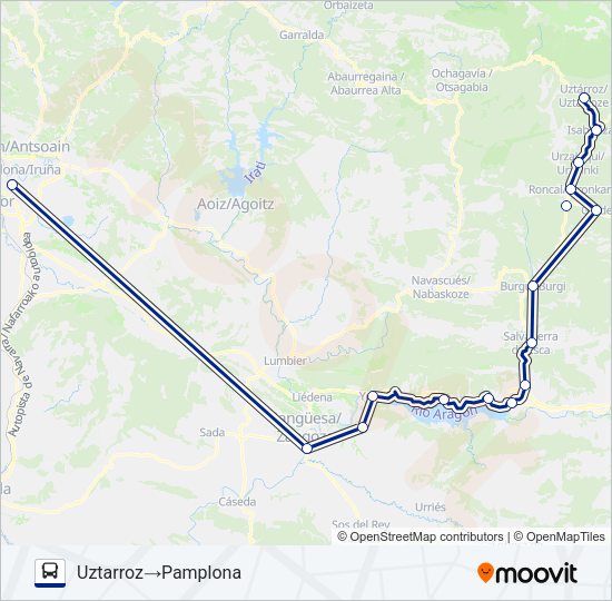 UZTA-PAMPL Bus Line Map