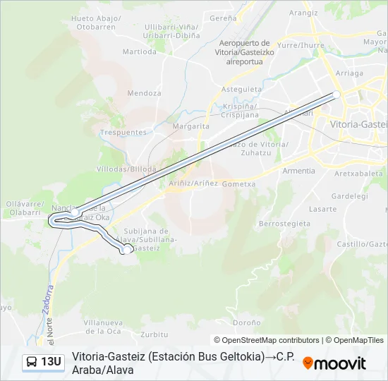 13U Bus Line Map